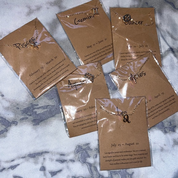 Horoscope Necklace Lot | 6Pc Included | Gifts | Gold Jewelry - Picture 1 of 3